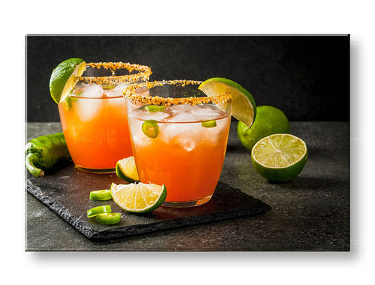 Индустриална картина на платно с мотив LETNÝ DRINK в оранжево-зелено нюанси, подходяща за кухня | Картина за стена LETNÝ DRINK_090-11 – основна