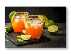 Индустриална картина на платно с мотив LETNÝ DRINK в оранжево-зелено нюанси, подходяща за кухня | Картина за стена LETNÝ DRINK_090-11 – основна