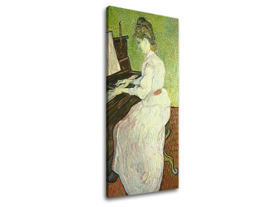 Винтидж картина на платно с мотив Vincent van Gogh - Marguerite Gachet pri klavíri, klavír, музикален мотив, природа в бяло-кафяво нюанси – основна