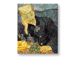 Винтидж картина на платно с мотив Vincent van Gogh - Portrét dr. Gacheta, цветя, природа в синьо-зелено нюанси, контемплативна атмосфера, подходяща за работен кабинет – продукт, изглед 2