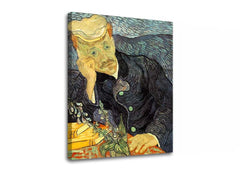 Винтидж картина на платно с мотив Vincent van Gogh - Portrét dr. Gacheta, цветя, природа в синьо-зелено нюанси, контемплативна атмосфера, подходяща за работен кабинет – продукт
