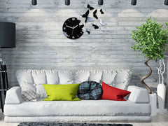 Модерен стенен часовник BUTTERFLIE 3D BLACK NH048