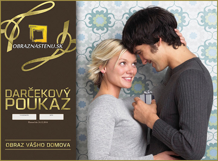 Индустриална картина на платно с мотив двойка, мъж, жена в златно-черно нюанси, романтична атмосфера, романтика и отношения | UNIVERZÁLNY - подаръчен ВАУЧЕР – основна